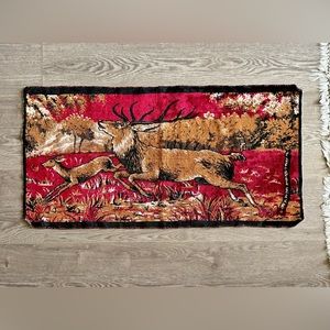 Vintage velvet tapestry deer home decor mid-century meets Victorian antique art